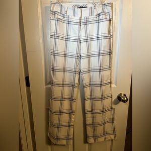 Black and white boot cut trousers